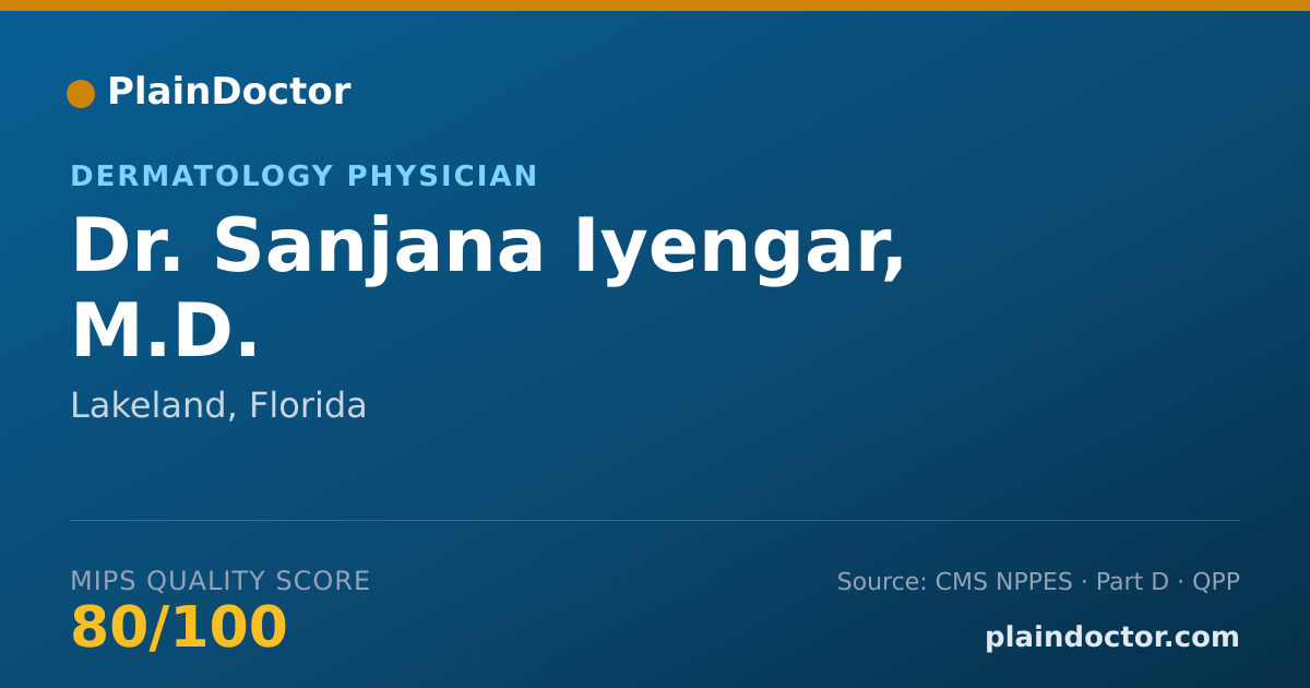 Shareable card for Sanjana Iyengar, M.D. - Dermatology Physician, Lakeland, FL