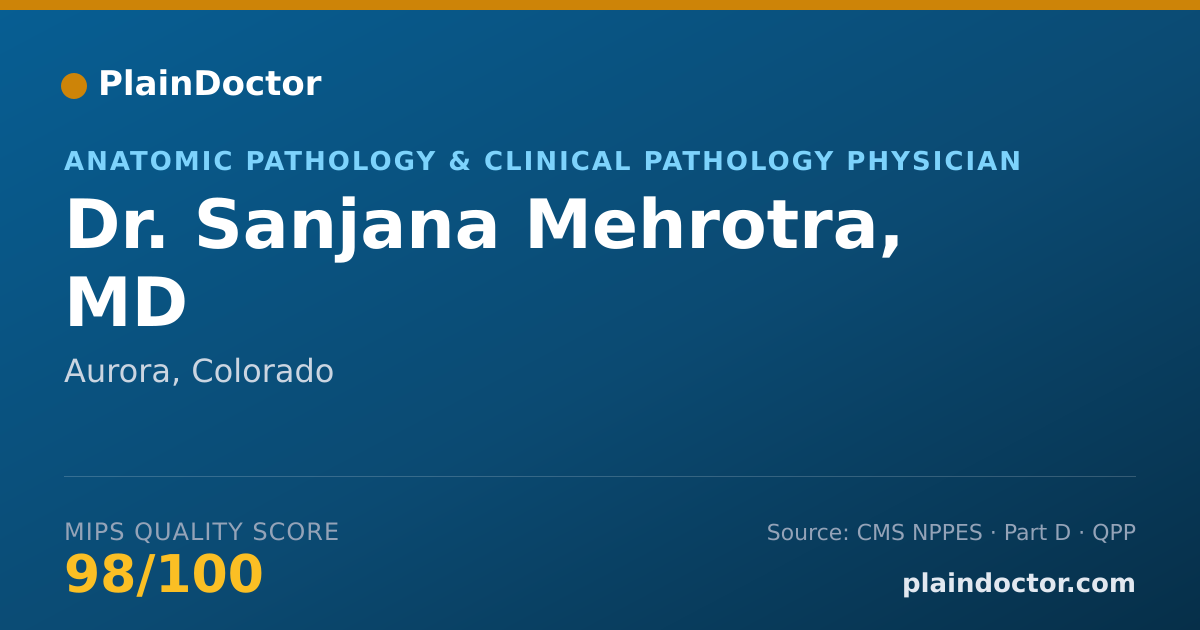 Shareable card for Sanjana Mehrotra, MD - Anatomic Pathology & Clinical Pathology Physician, Aurora, CO