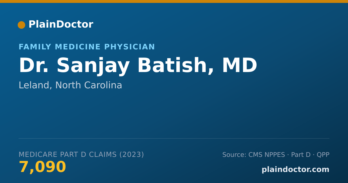 Shareable card for Sanjay Batish, MD - Family Medicine Physician, Leland, NC