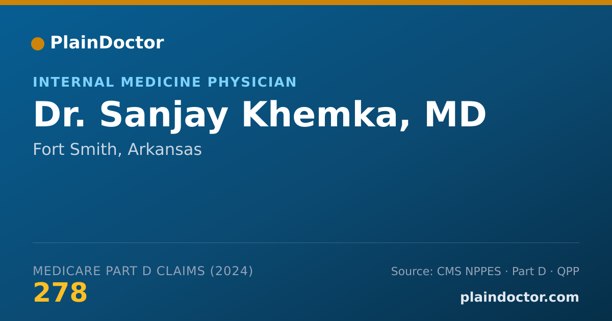 Shareable card for Sanjay Khemka, MD - Internal Medicine Physician, Fort Smith, AR