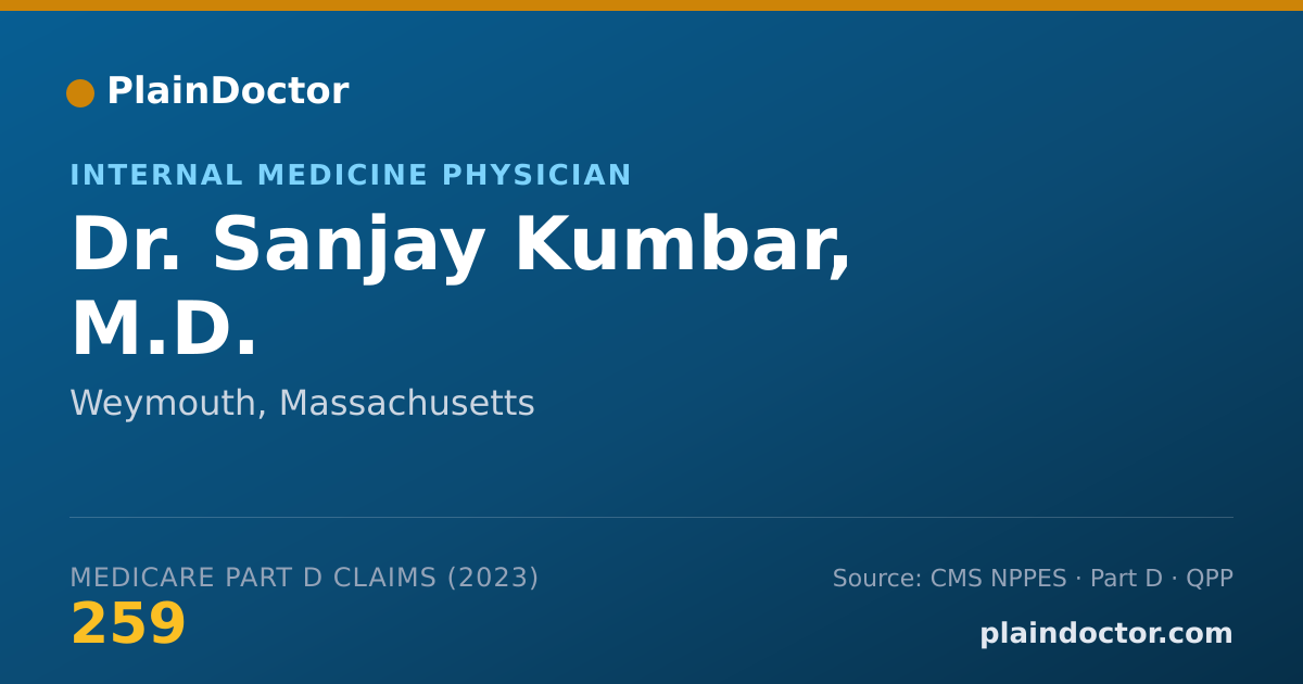 Shareable card for Sanjay Kumbar, M.D. - Internal Medicine Physician, Weymouth, MA