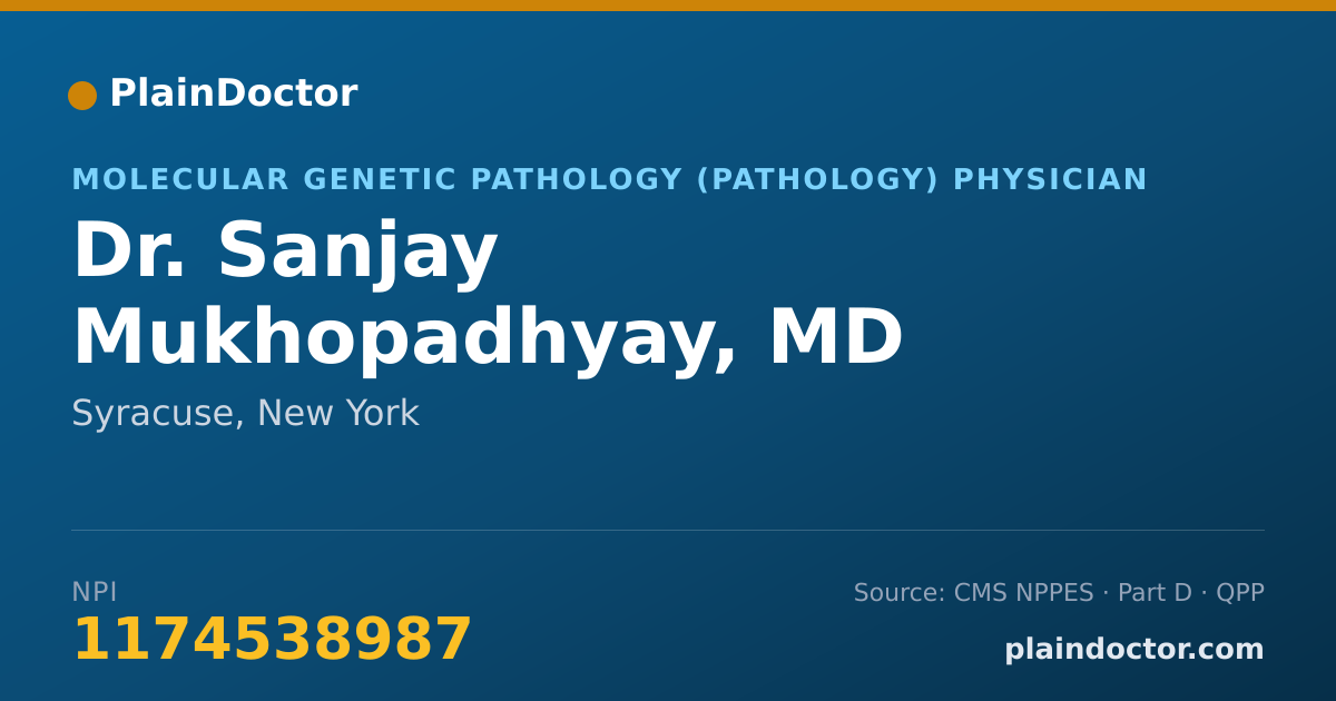 Shareable card for Sanjay Mukhopadhyay, MD - Molecular Genetic Pathology (Pathology) Physician, Syracuse, NY