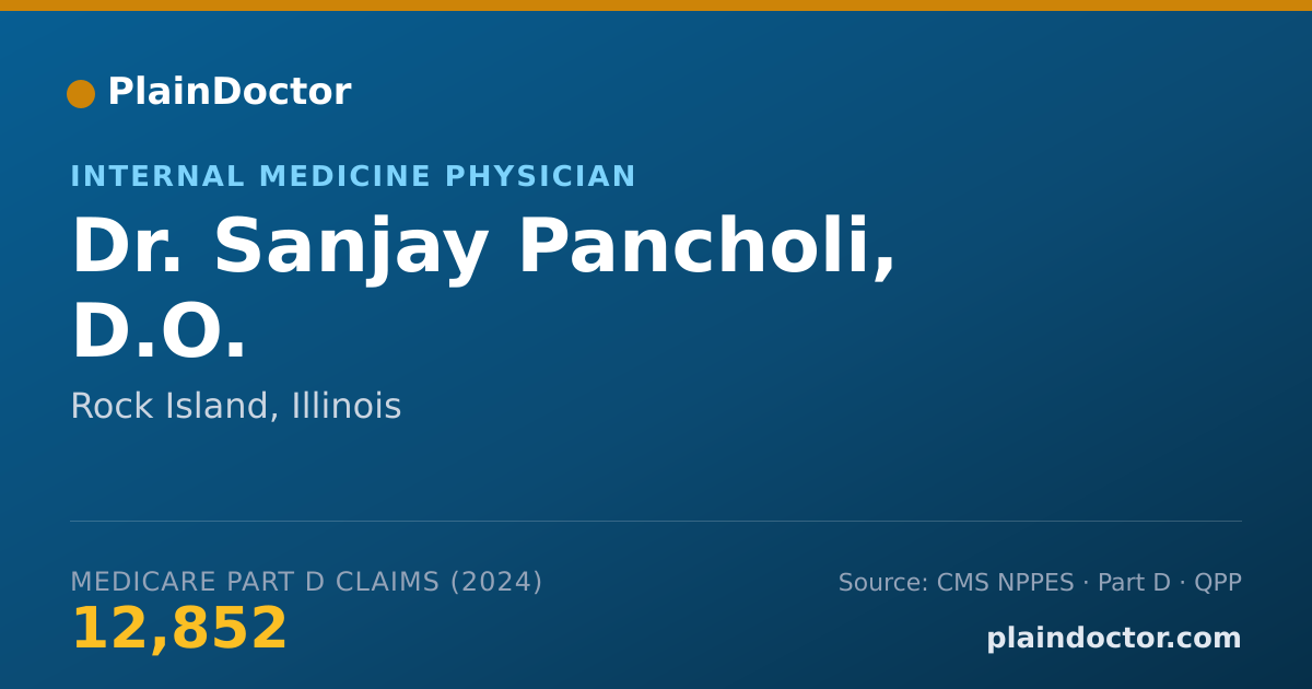 Shareable card for Sanjay Pancholi, D.O. - Internal Medicine Physician, Rock Island, IL