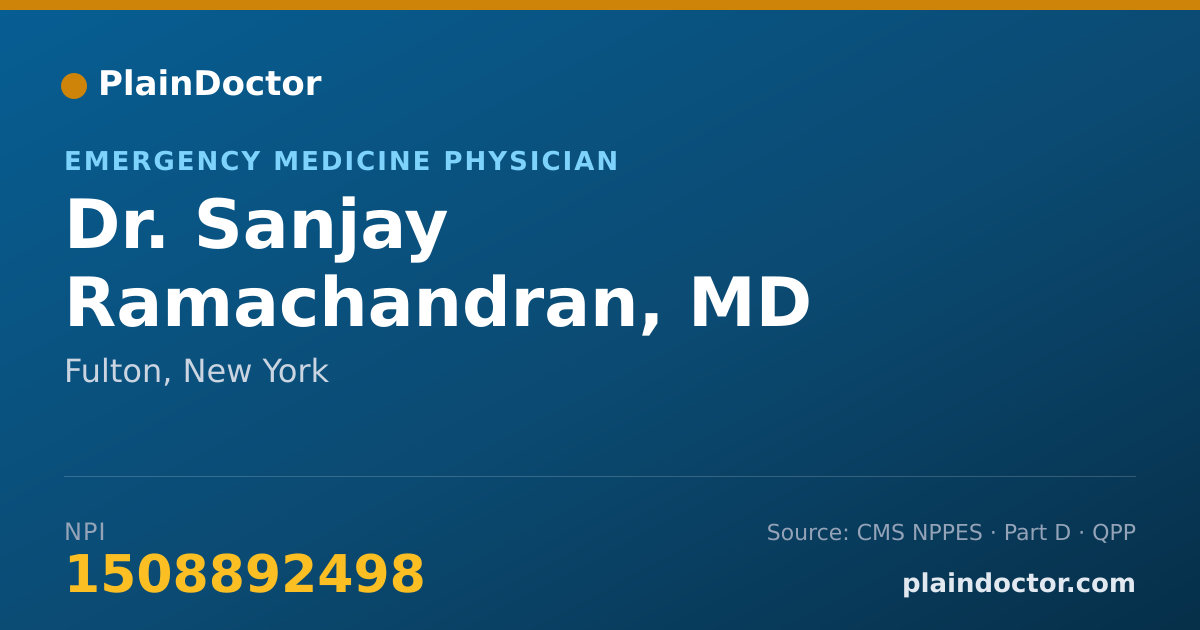 Shareable card for Sanjay Ramachandran, MD - Emergency Medicine Physician, Fulton, NY