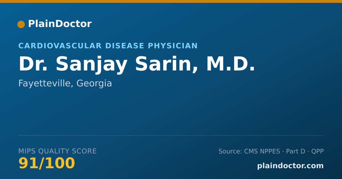 Shareable card for Sanjay Sarin, M.D. - Cardiovascular Disease Physician, Fayetteville, GA