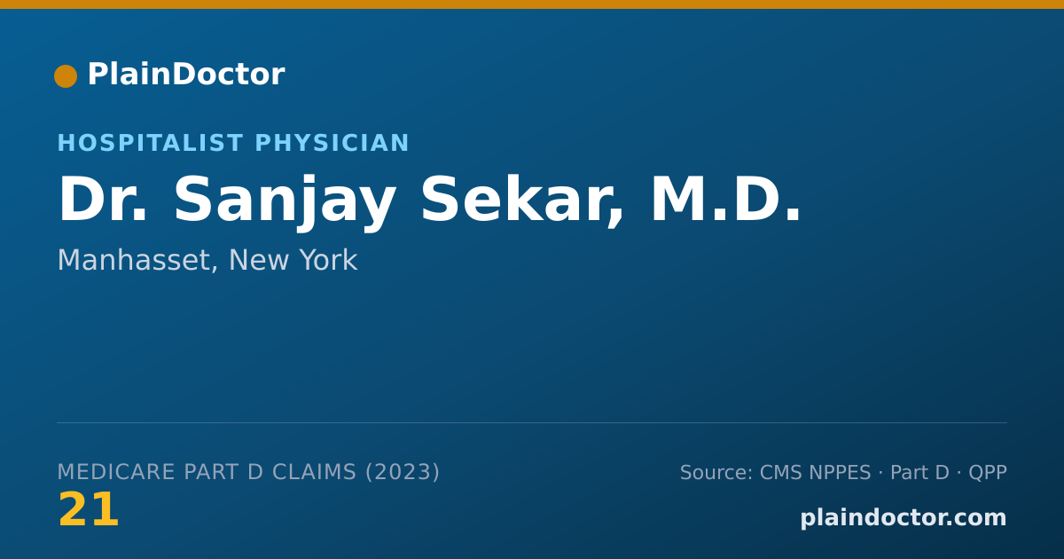 Shareable card for Sanjay Sekar, M.D. - Hospitalist Physician, Manhasset, NY