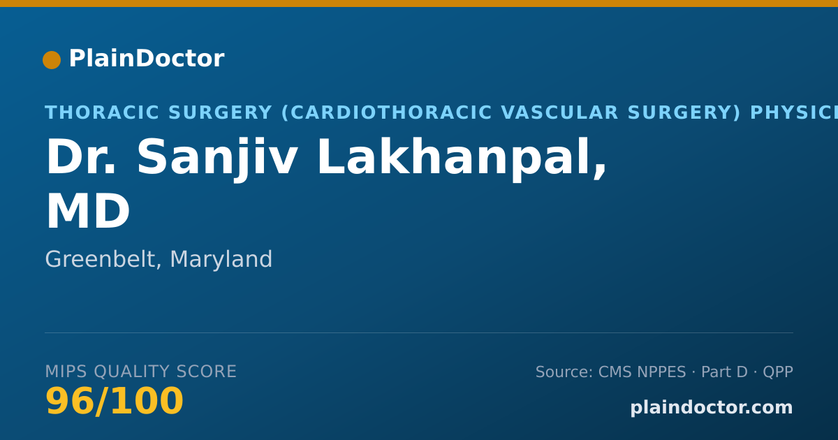 Shareable card for Sanjiv Lakhanpal, MD - Thoracic Surgery (Cardiothoracic Vascular Surgery) Physician, Greenbelt, MD