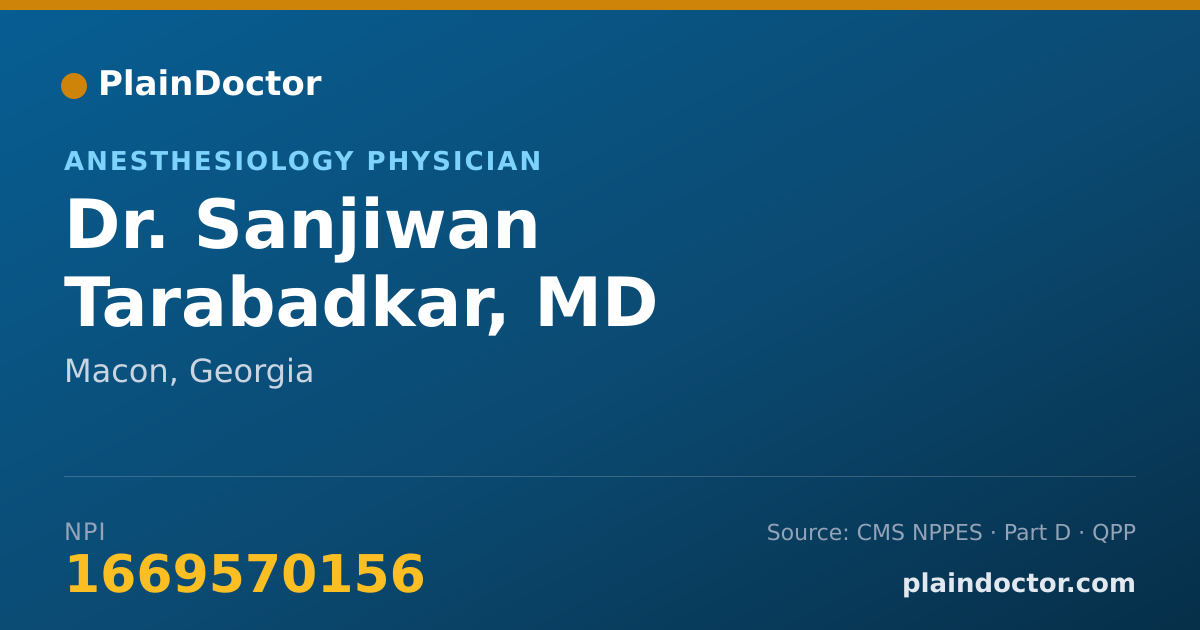 Shareable card for Sanjiwan Tarabadkar, MD - Anesthesiology Physician, Macon, GA