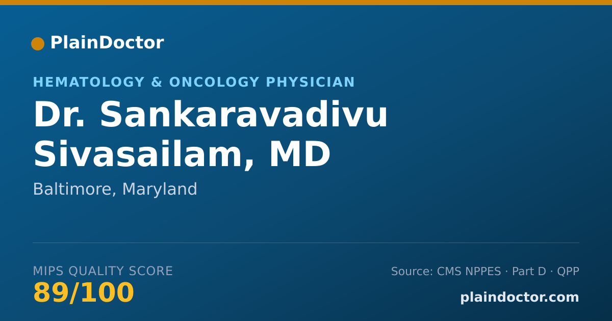 Shareable card for Sankaravadivu Sivasailam, MD - Hematology & Oncology Physician, Baltimore, MD