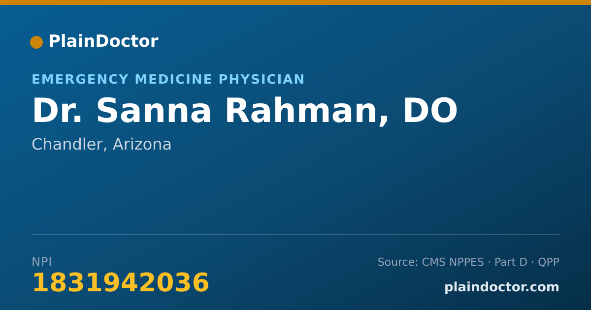Shareable card for Sanna Rahman, DO - Emergency Medicine Physician, Chandler, AZ