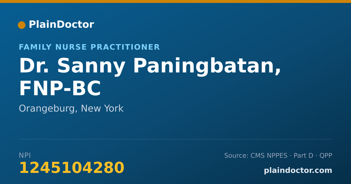 Shareable card for Sanny Paningbatan, FNP-BC - Family Nurse Practitioner, Orangeburg, NY
