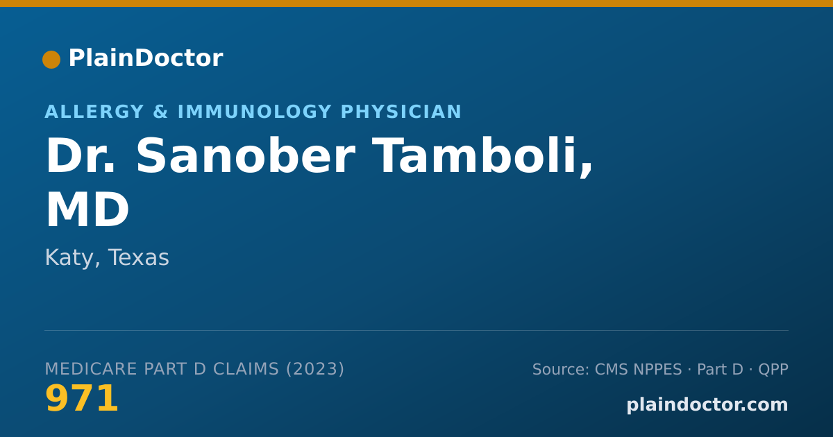 Shareable card for Sanober Tamboli, MD - Allergy & Immunology Physician, Katy, TX