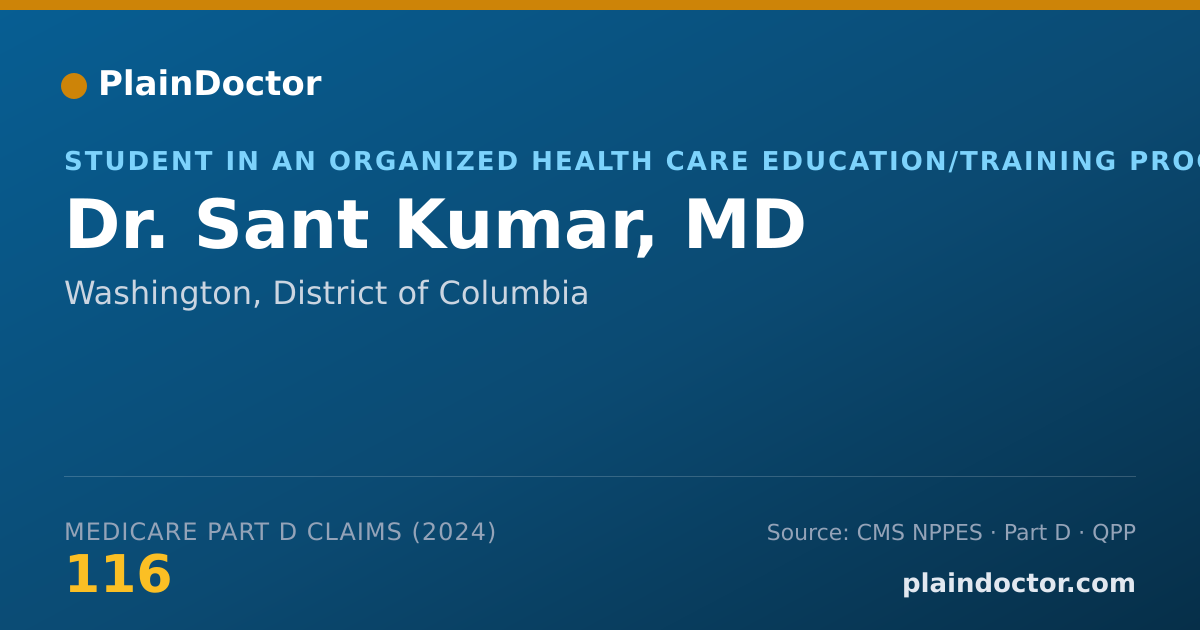 Shareable card for Sant Kumar, MD - Student in an Organized Health Care Education/Training Program, Washington, DC