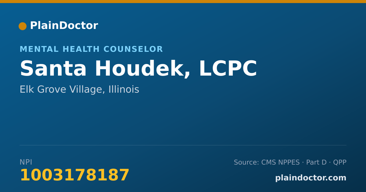 Shareable card for Santa Houdek, LCPC - Mental Health Counselor, Elk Grove Village, IL