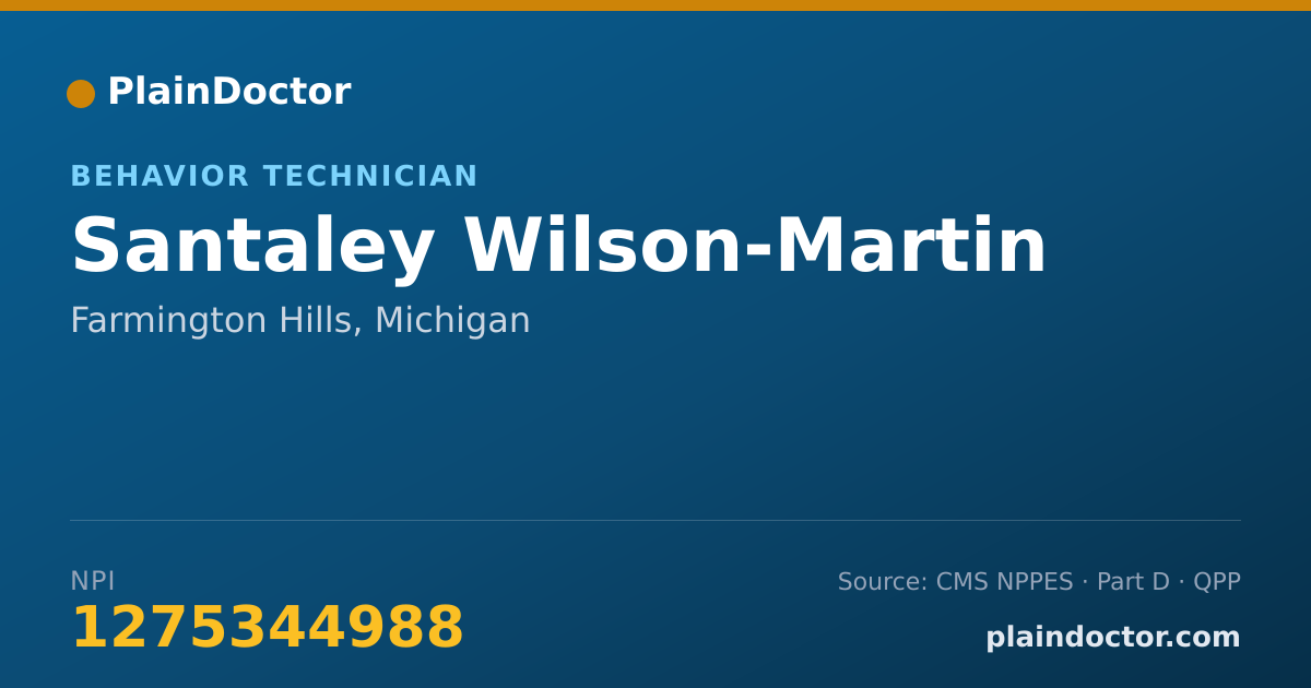Shareable card for Santaley Wilson-Martin - Behavior Technician, Farmington Hills, MI