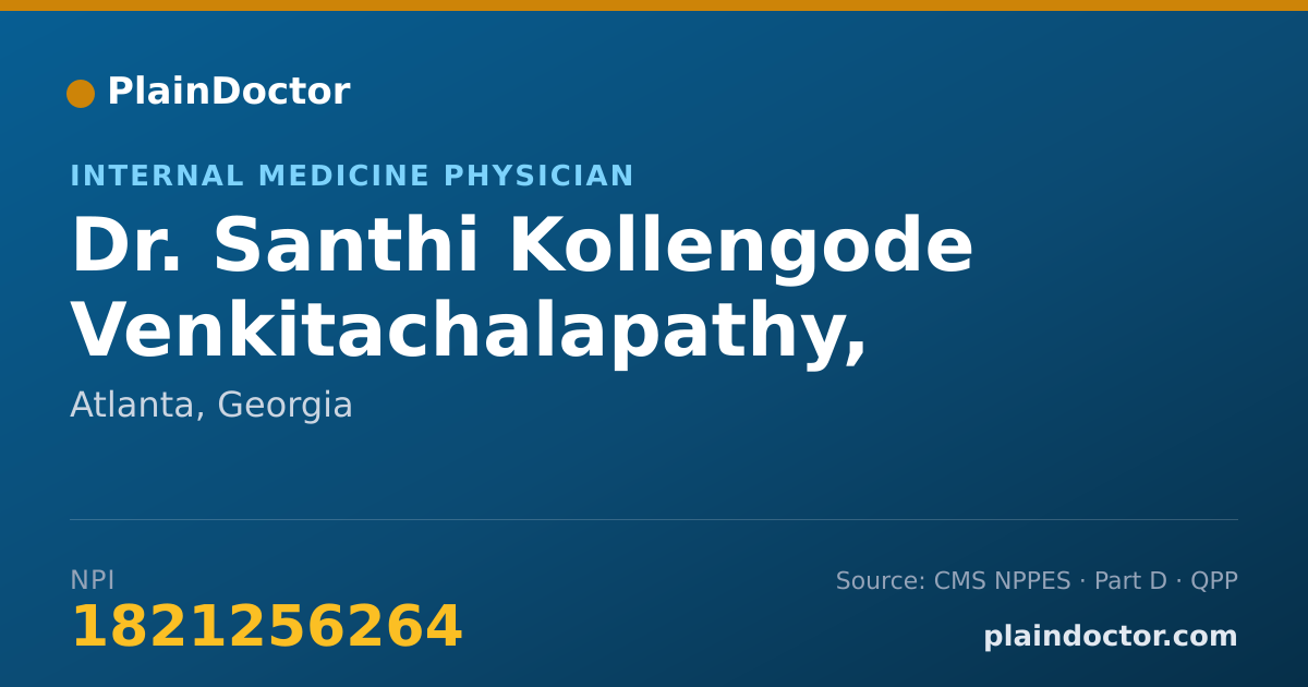 Shareable card for Santhi Kollengode Venkitachalapathy, M.B.B.S., M.D. - Internal Medicine Physician, Atlanta, GA