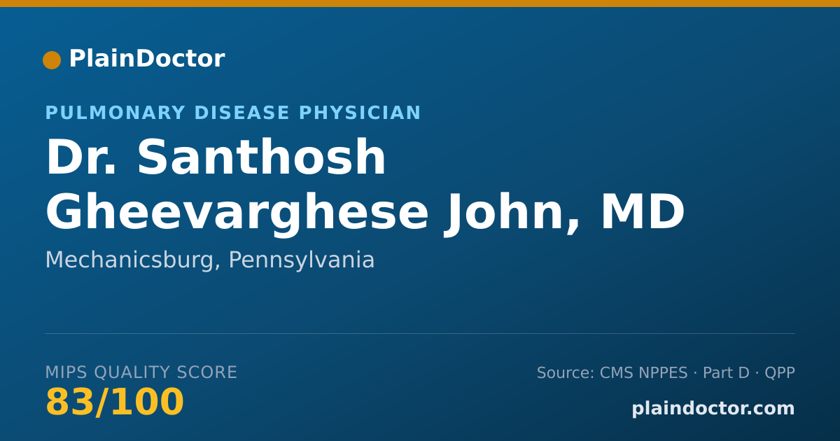 Shareable card for Santhosh Gheevarghese John, MD - Pulmonary Disease Physician, Mechanicsburg, PA
