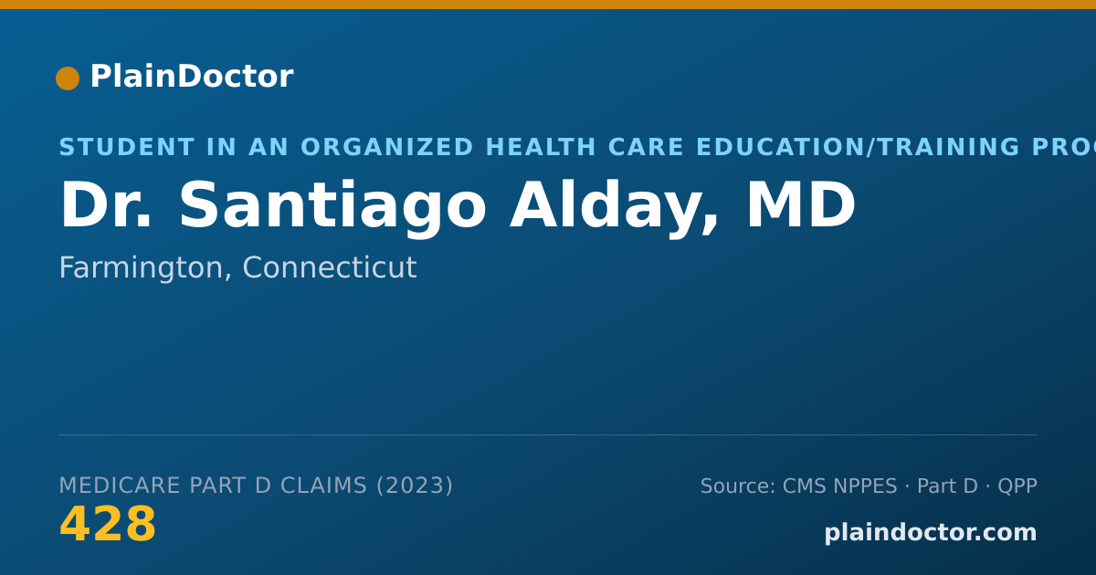 Shareable card for Santiago Alday, MD - Student in an Organized Health Care Education/Training Program, Farmington, CT