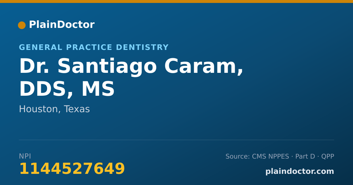 Shareable card for Santiago Caram, DDS, MS - General Practice Dentistry, Houston, TX