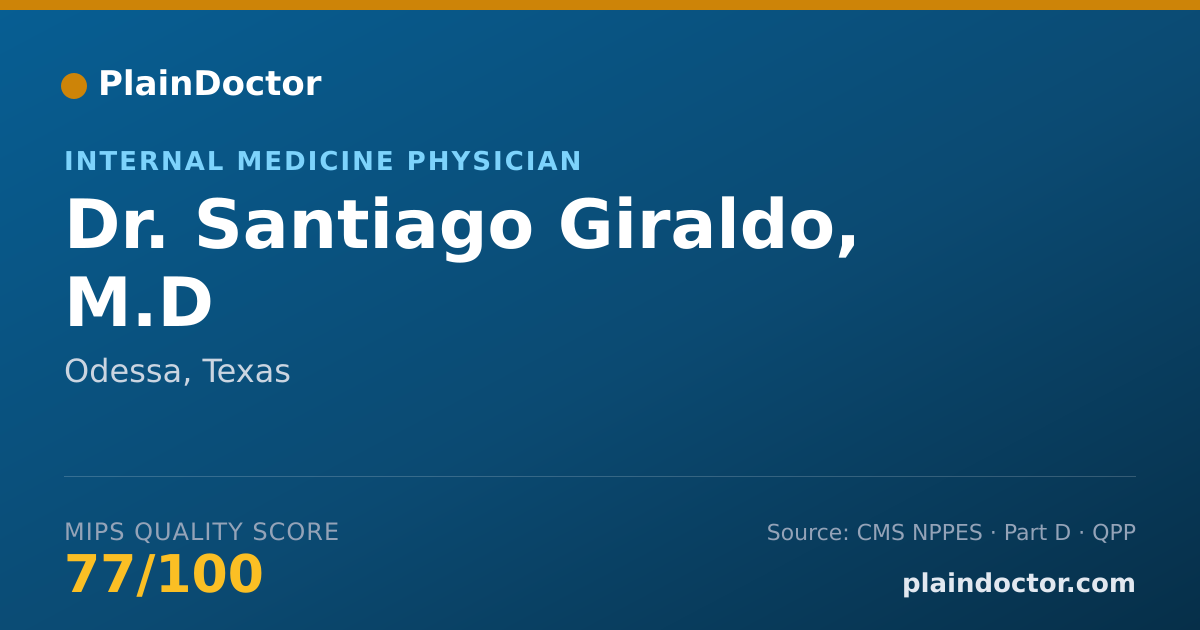 Shareable card for Santiago Giraldo, M.D - Internal Medicine Physician, Odessa, TX