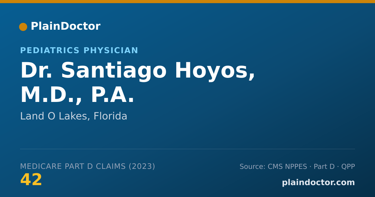 Shareable card for Santiago Hoyos, M.D., P.A. - Pediatrics Physician, Land O Lakes, FL