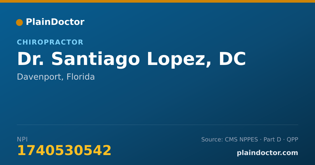 Shareable card for Santiago Lopez, DC - Chiropractor, Davenport, FL