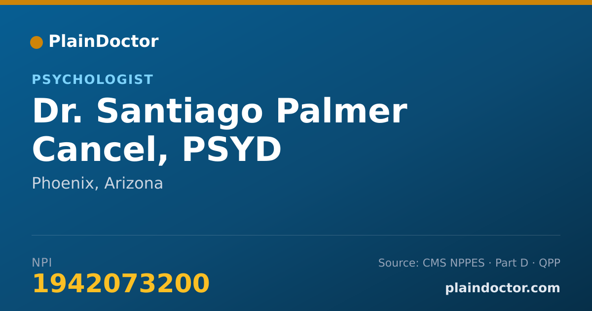 Shareable card for Santiago Palmer Cancel, PSYD - Psychologist, Phoenix, AZ