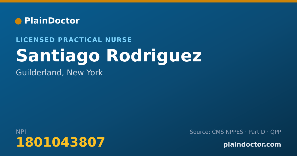 Shareable card for Santiago Rodriguez - Licensed Practical Nurse, Guilderland, NY