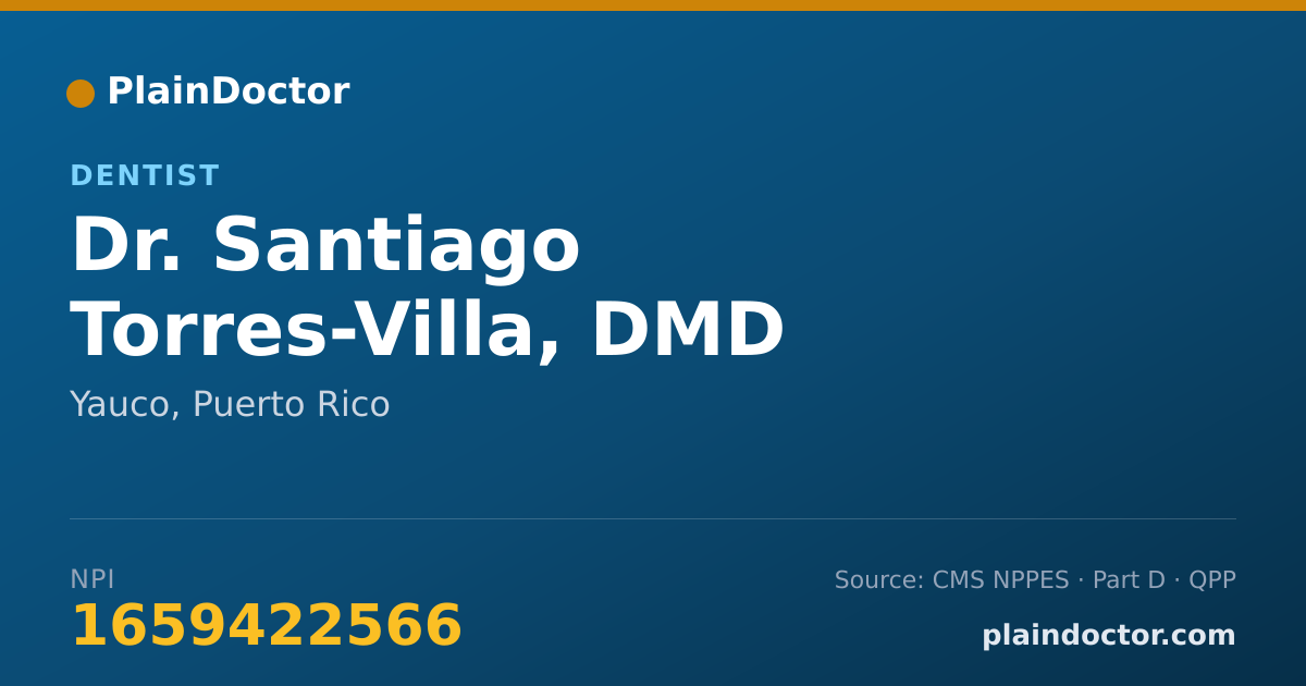 Shareable card for Santiago Torres-Villa, DMD - Dentist, Yauco, PR