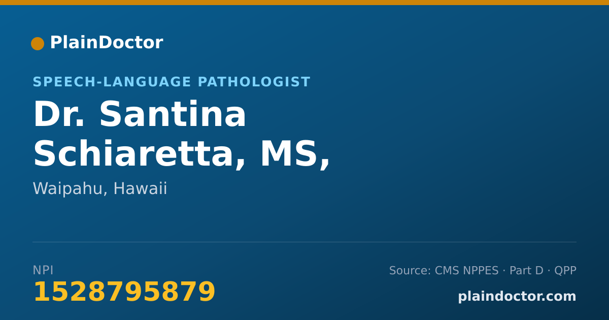 Shareable card for Santina Schiaretta, MS, CCC-SLP - Speech-Language Pathologist, Waipahu, HI
