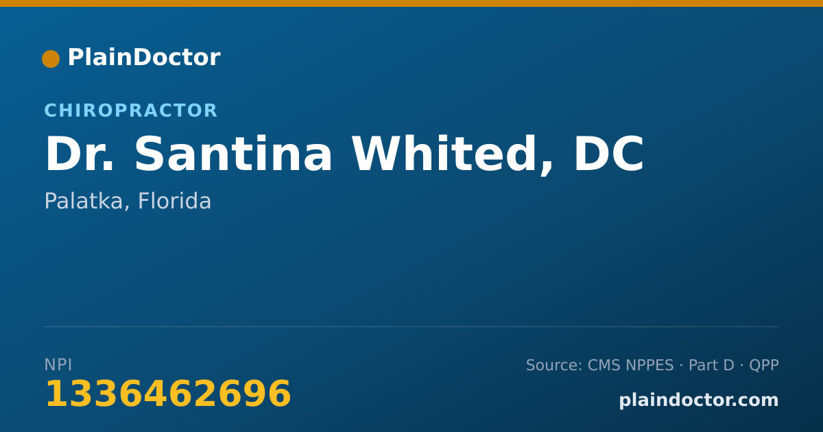 Shareable card for Santina Whited, DC - Chiropractor, Palatka, FL