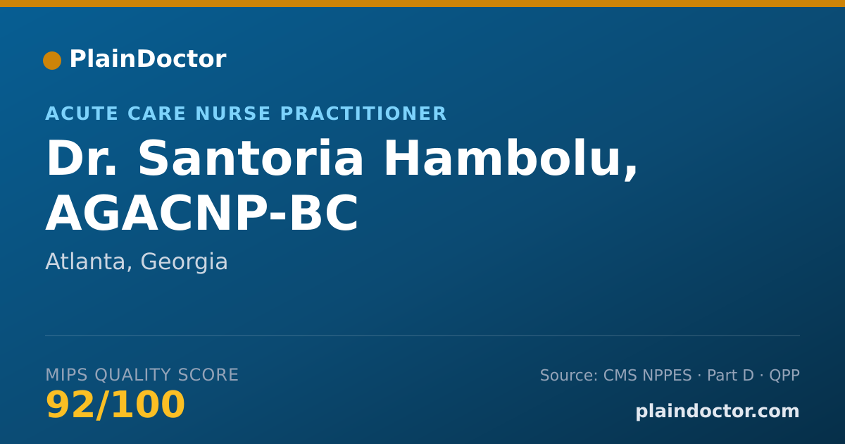 Shareable card for Santoria Hambolu, AGACNP-BC - Acute Care Nurse Practitioner, Atlanta, GA