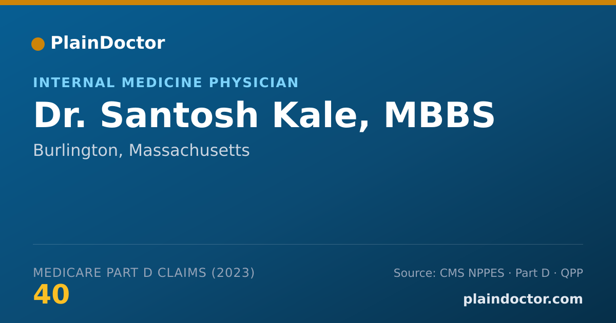 Shareable card for Santosh Kale, MBBS - Internal Medicine Physician, Burlington, MA