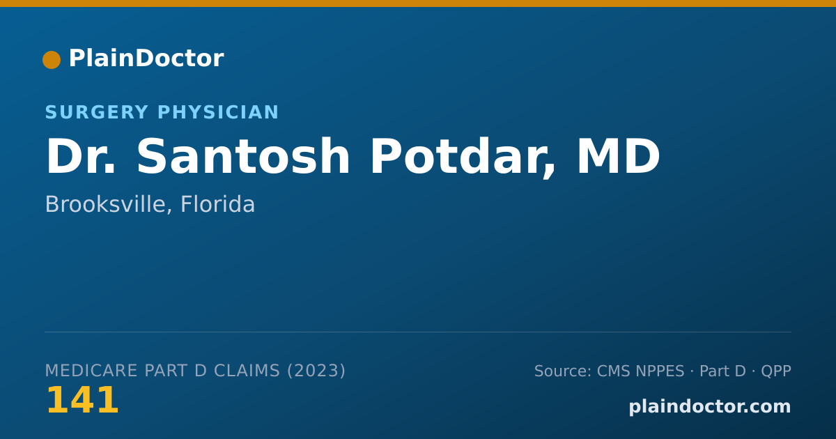 Shareable card for Santosh Potdar, MD - Surgery Physician, Brooksville, FL