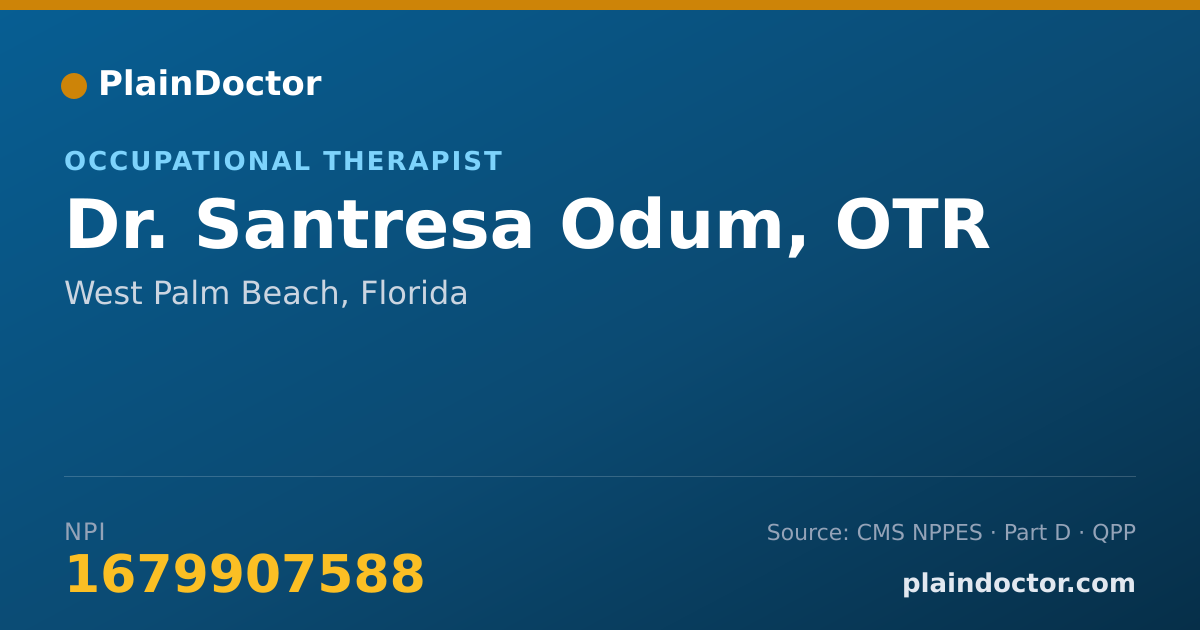 Shareable card for Santresa Odum, OTR - Occupational Therapist, West Palm Beach, FL