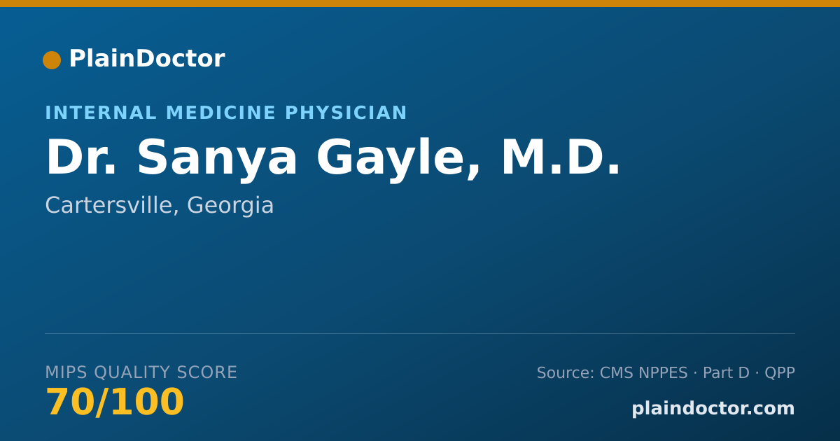 Shareable card for Sanya Gayle, M.D. - Internal Medicine Physician, Cartersville, GA