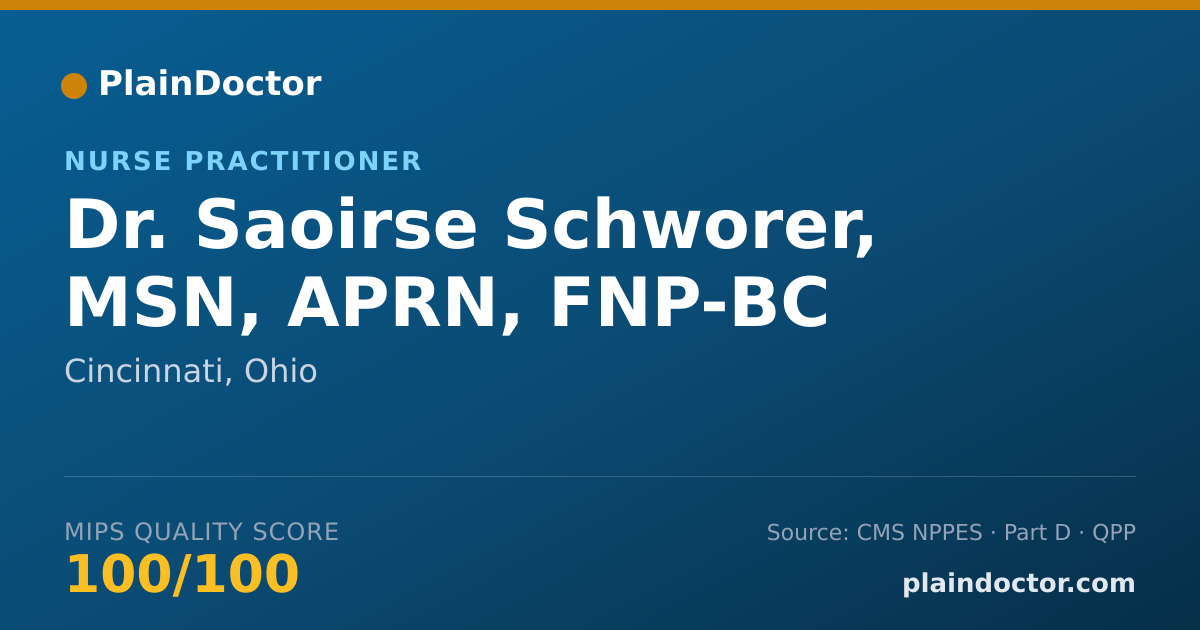 Shareable card for Saoirse Schworer, MSN, APRN, FNP-BC - Nurse Practitioner, Cincinnati, OH