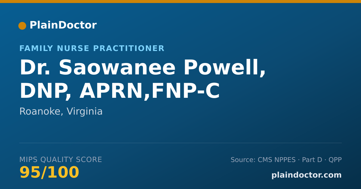Shareable card for Saowanee Powell, DNP, APRN,FNP-C - Family Nurse Practitioner, Roanoke, VA