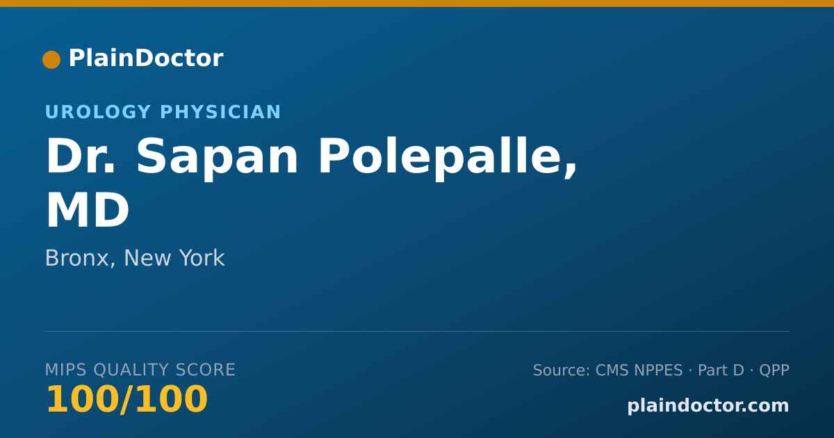 Shareable card for Sapan Polepalle, MD - Urology Physician, Bronx, NY
