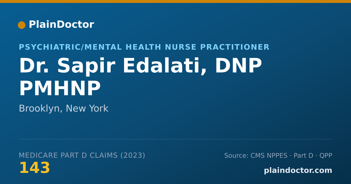 Shareable card for Sapir Edalati, DNP PMHNP - Psychiatric/Mental Health Nurse Practitioner, Brooklyn, NY