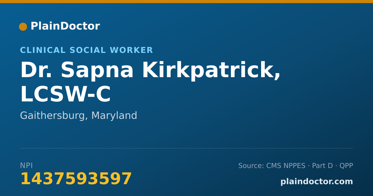 Shareable card for Sapna Kirkpatrick, LCSW-C - Clinical Social Worker, Gaithersburg, MD