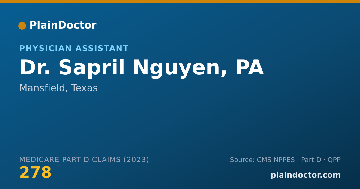 Shareable card for Sapril Nguyen, PA - Physician Assistant, Mansfield, TX