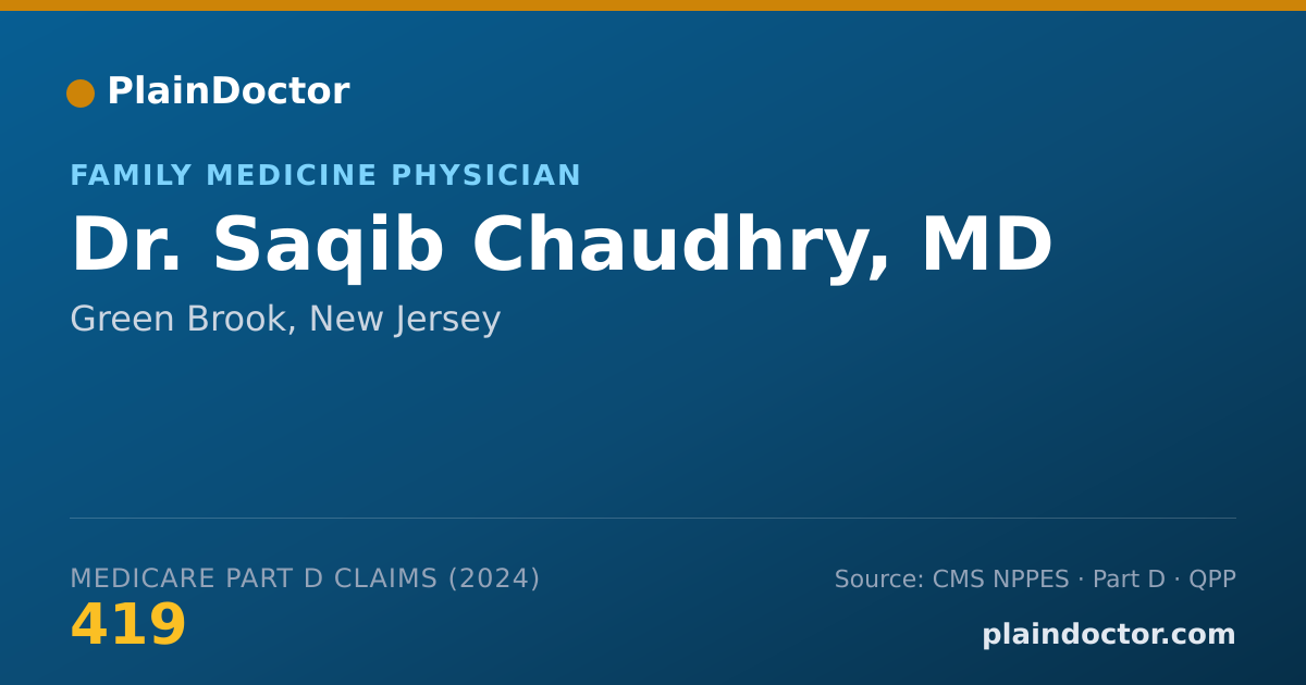 Shareable card for Saqib Chaudhry, MD - Family Medicine Physician, Green Brook, NJ