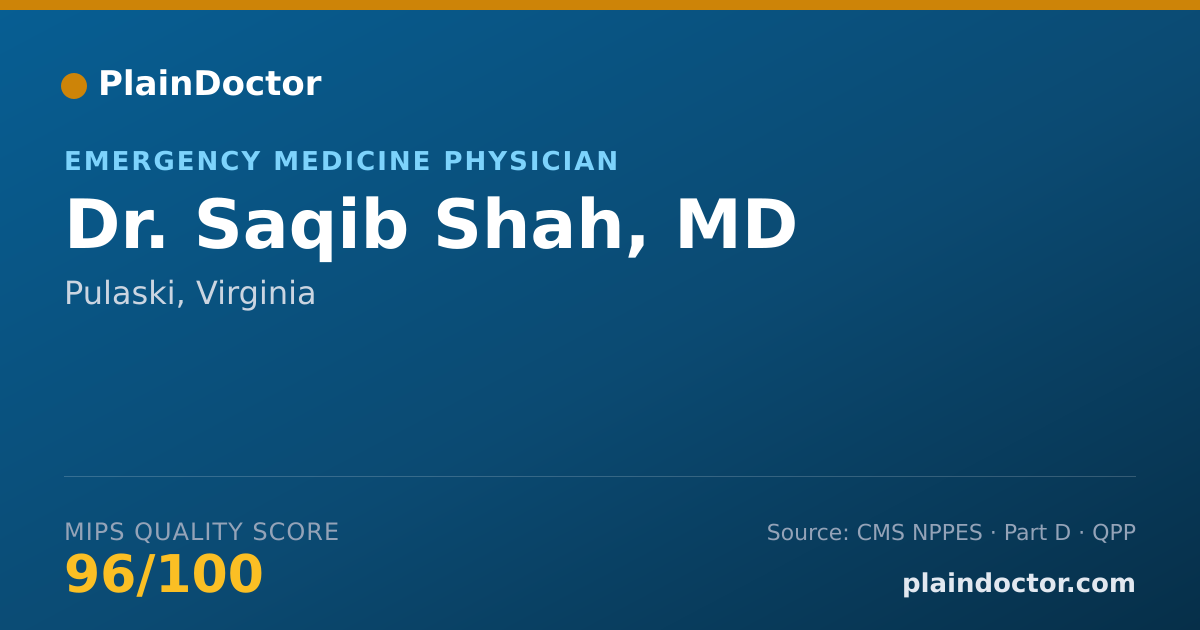 Shareable card for Saqib Shah, MD - Emergency Medicine Physician, Pulaski, VA