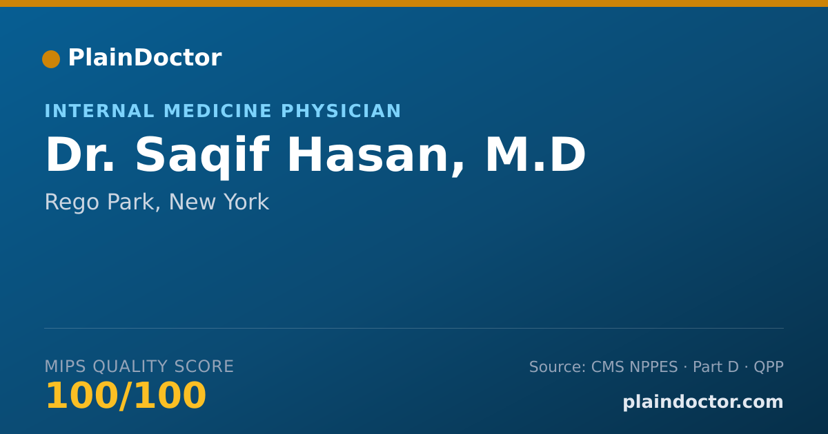 Shareable card for Saqif Hasan, M.D - Internal Medicine Physician, Rego Park, NY