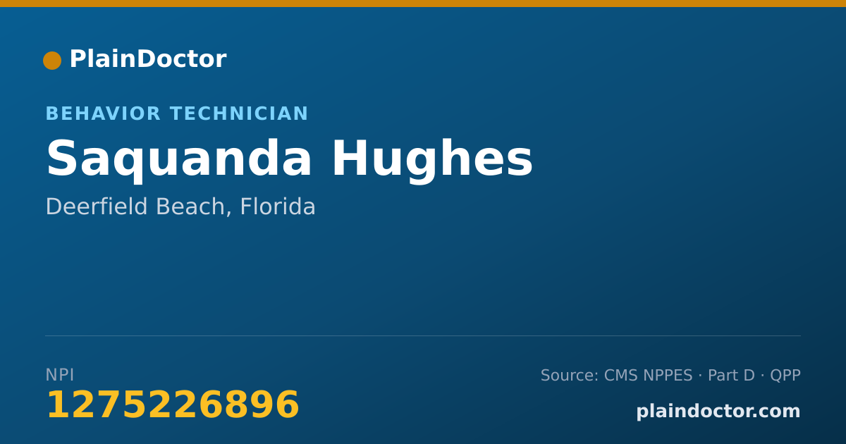 Shareable card for Saquanda Hughes - Behavior Technician, Deerfield Beach, FL