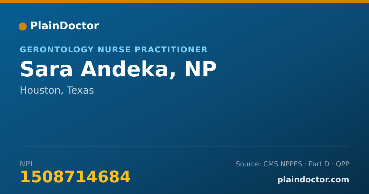 Shareable card for Sara Andeka, NP - Nurse Practitioner, Houston, TX