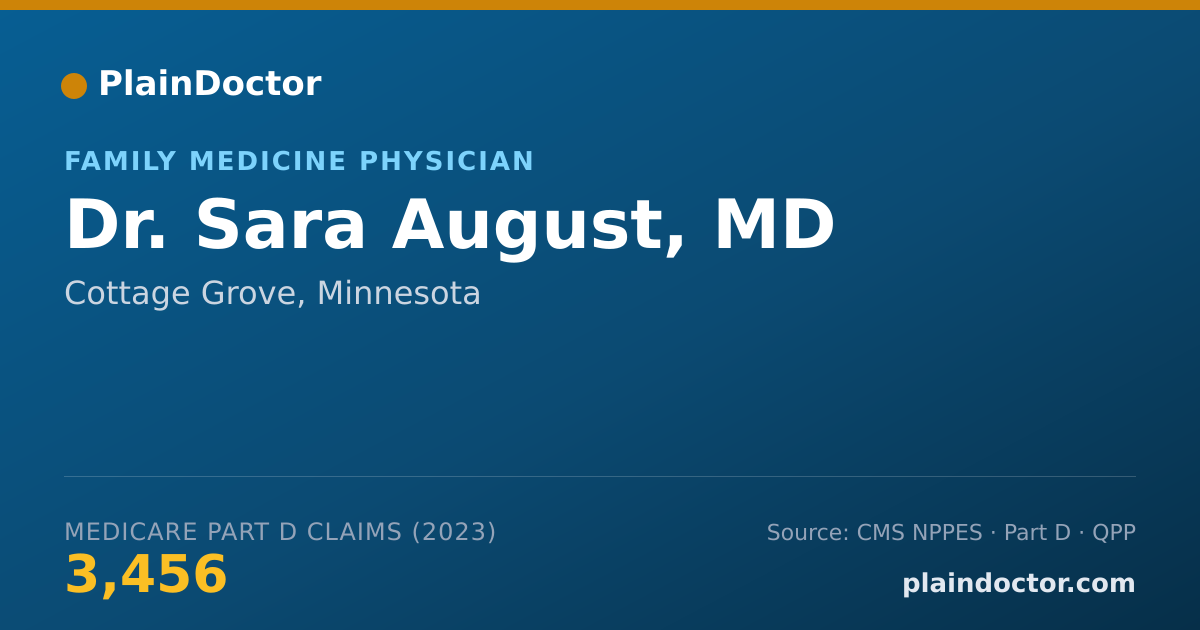 Shareable card for Sara August, MD - Family Medicine Physician, Cottage Grove, MN