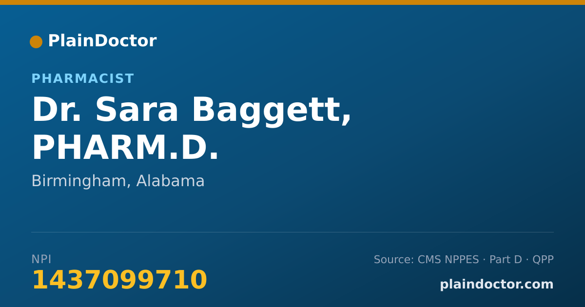 Shareable card for Sara Baggett, PHARM.D. - Pharmacist, Birmingham, AL