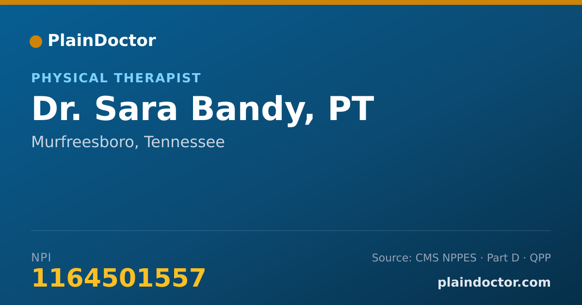Shareable card for Sara Bandy, PT - Physical Therapist, Murfreesboro, TN